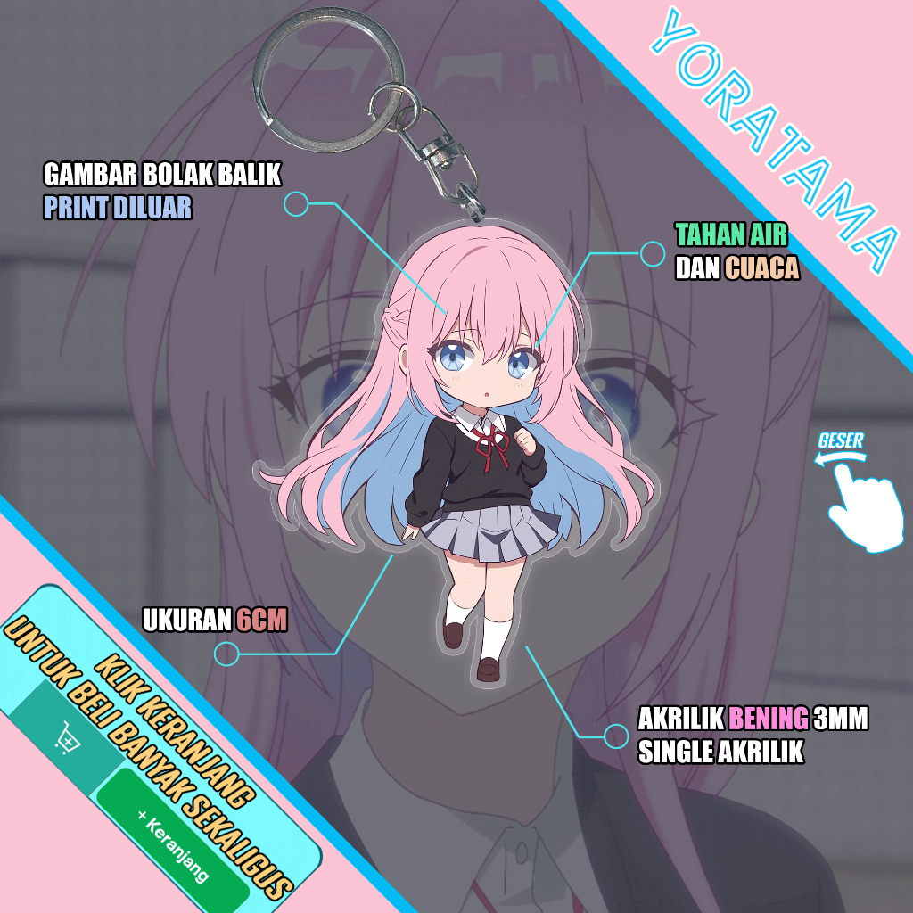 Gantungan Kunci Shikimori Miyako Kawaii Dake Ja Nai, Keychain Anime Lucu