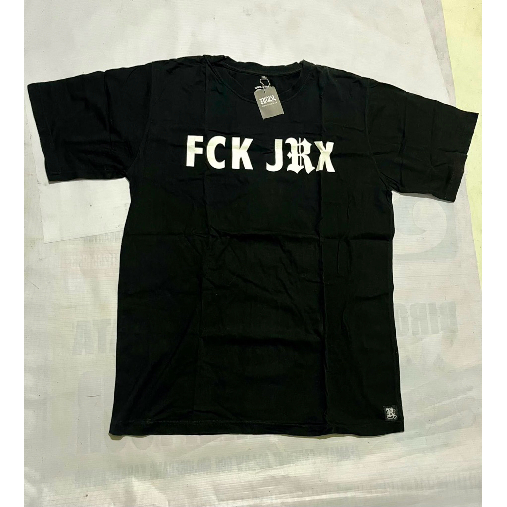 Kaos T-Shirt Hitam Lengan Pendek Print FCK JRX Unisex Casual