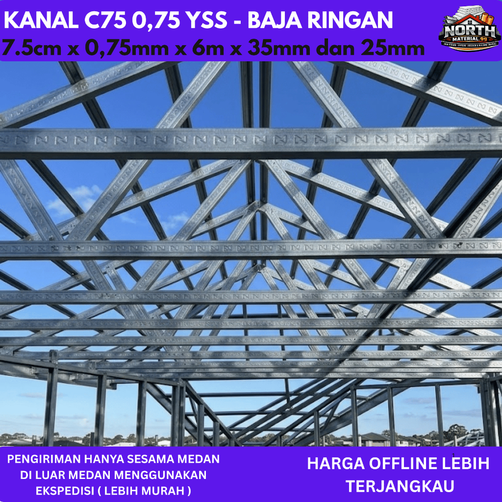 Baja RIngan Kanal C75 0,75 Yss - Kanal C75 0,75 Rangka Atap - Canal C75 0,75 6 Meter
