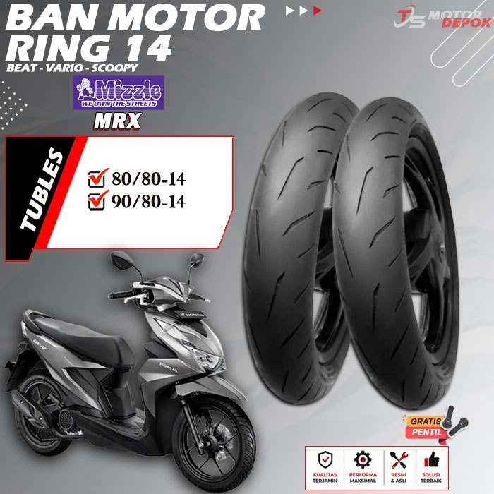 BAN MOTOR RING 14 TUBLES MIZZLE MRX BAN MOTOR TUBLESS BEAT VARIO SCOOPY RING 14 TUBELESS