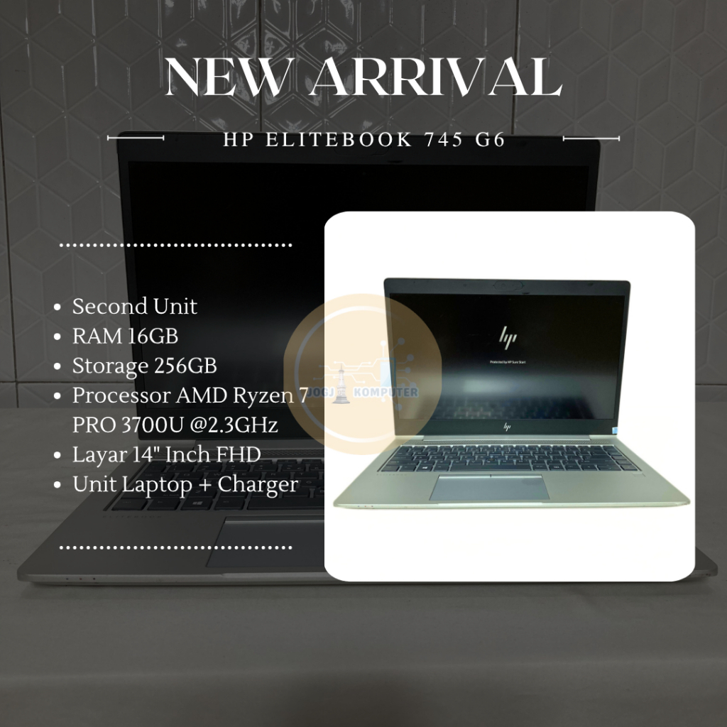Laptop HP ELITEBOOK 745 G6 RAM 16GB SSD 256GB AMD Ryzen 7 Pro 3700U | Second Unit | with Charger Ori