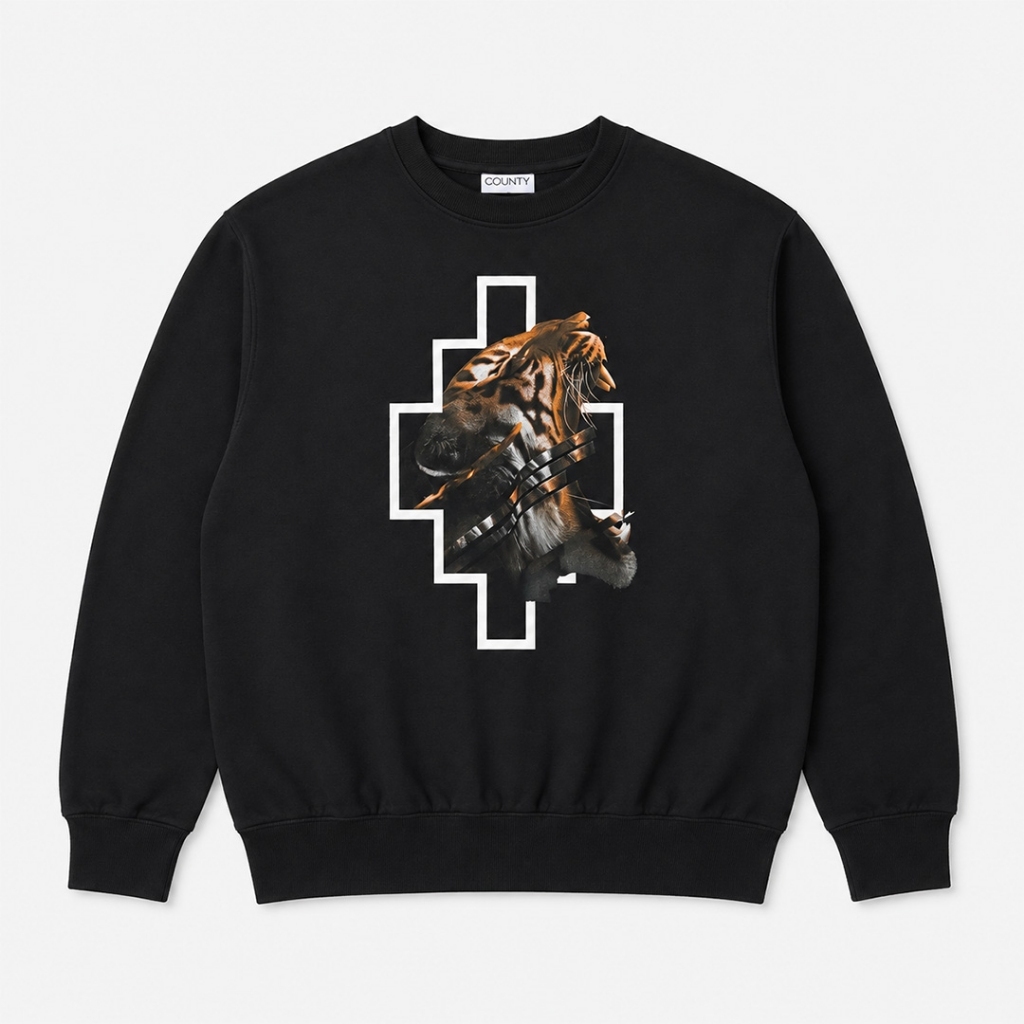 Sweater MARCELO BURLON LOGO TIGER BLACK SWEATSHIRT 100% ORIGINAL