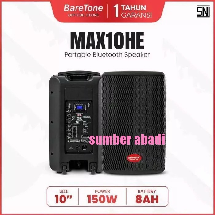 Baretone Speaker Portable MAX10HE Speaker Bluetooth 10inch Speaker Baretone MAX 10HE