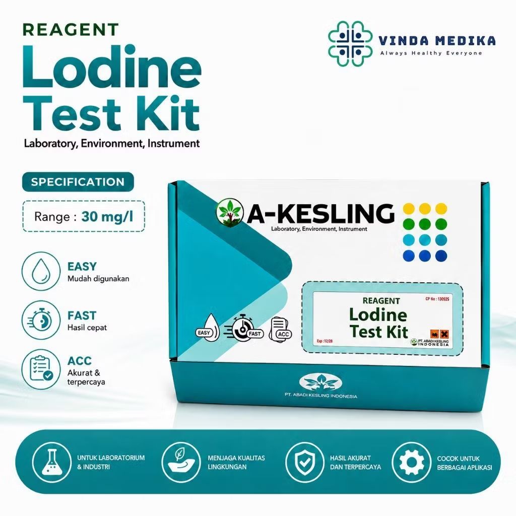 Reagent Iodine Test Kit A-Kesling | Test Kit Yodium Air & Lingkungan | Range 0–30 mg/L