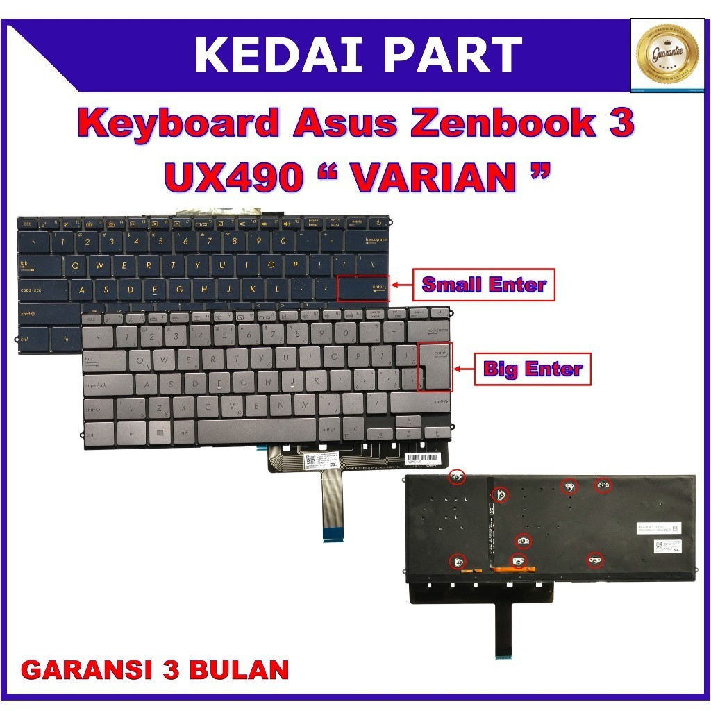 Keyboard Asus ZenBook 3 Deluxe UX490 UX490CA UX490U UX490UA UX490UAK UX490UAR Silver