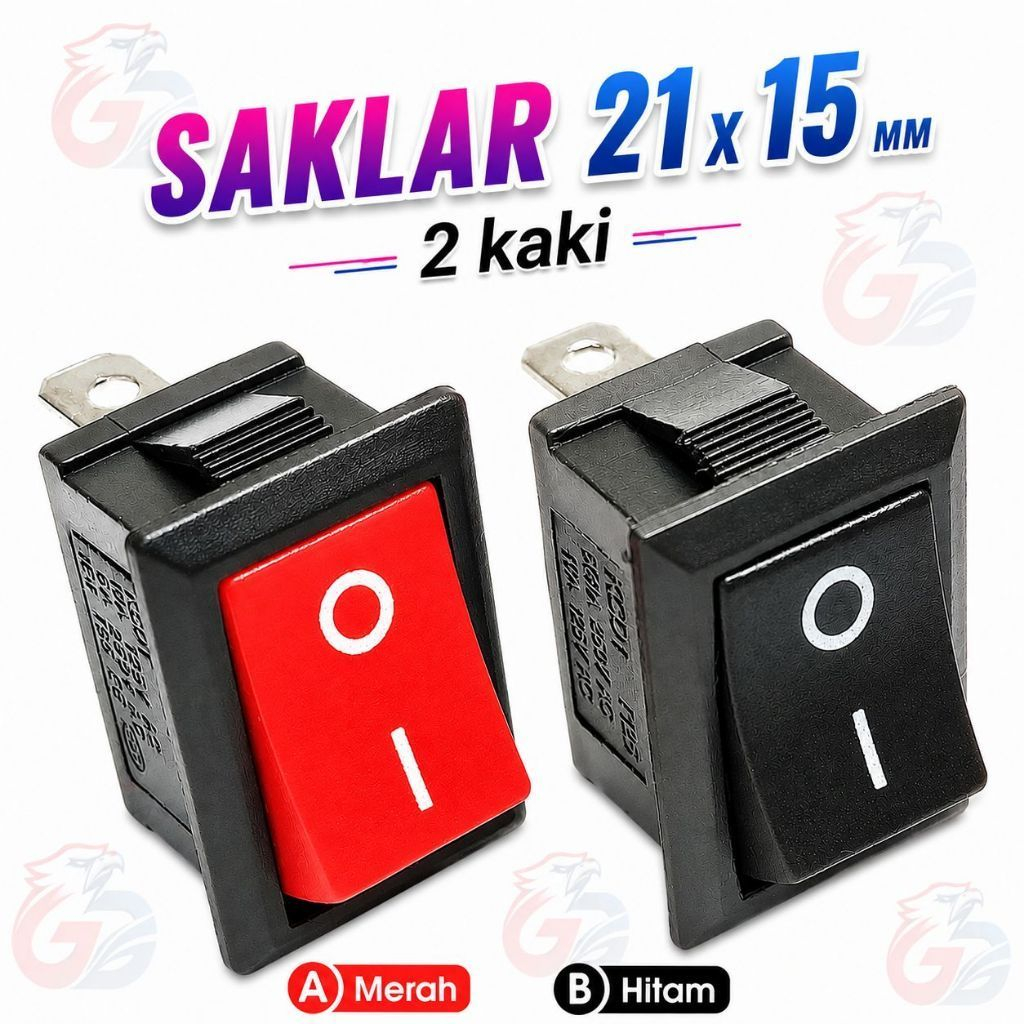 GRD - Saklar Power 21mm x 15mm Rocker Switch dengan 2 kaki 21x15mm 15x21mm 21x15 15x21