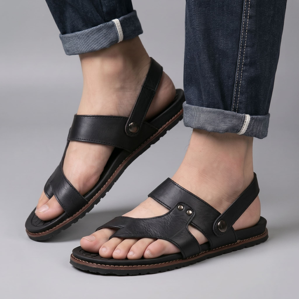 Sandal kulit pria kasual ukuran 39-44 - RIOT TEVEZ