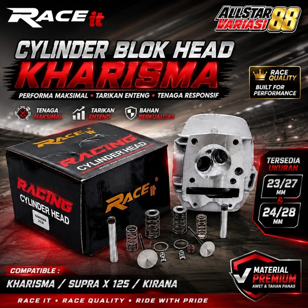 Cylinder Blok Head Race It Kharisma Supra X 125 Kirana Racing 23/27 24/28 MM