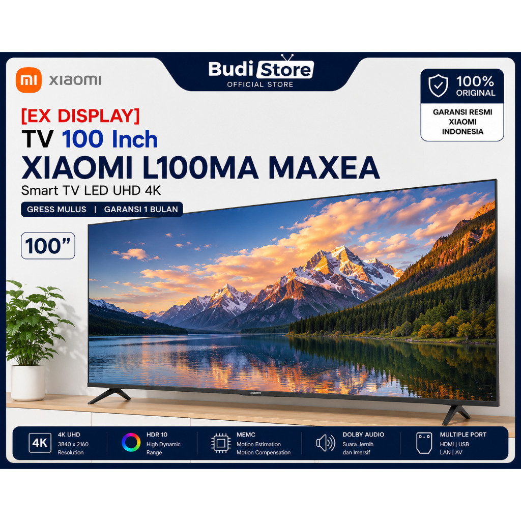 [EX DISPLAY] TV 100 Inch XIAOMI L100MA MAXEA Smart TV LED UHD 4K XIAOMI Gress Mulus Garansi 1 Bulan