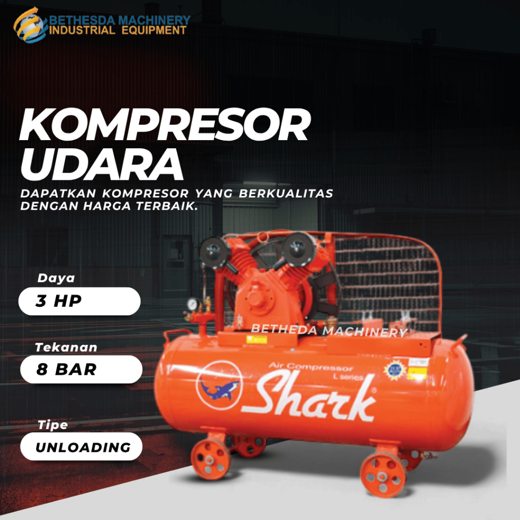 Mesin Kompresor 3 Hp / 3 Pk Unloading Shark / Kompresor angin 3 Hp