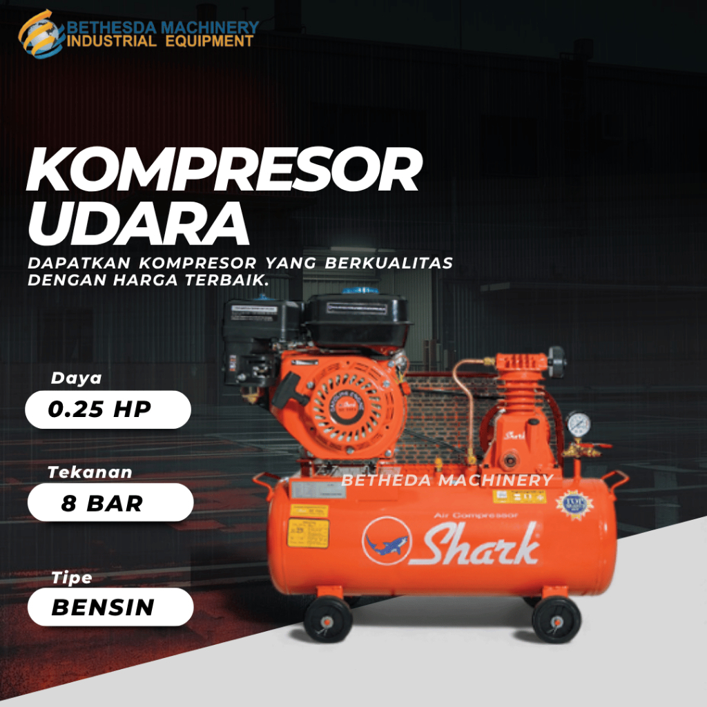 Kompresor Angin 1/4 Hp Gasoline Engine Shark 1 4 PK Kompresor 8 Bar