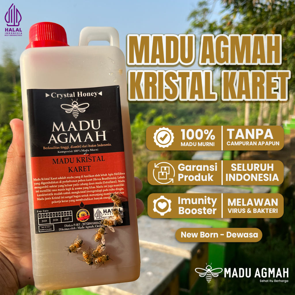 Madu Agmah Kristal Karet Asli & Murni 100% Raw Honey