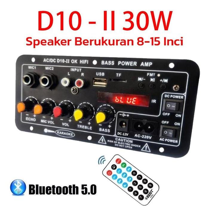 Power Ampli Board D10-II AC DC 12V 220V Karaoke Bluetooth Modul Kit DIY HIFI Bass Amp Speaker Aktif 