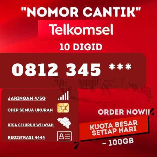 Nomor Kartu cantik Telkomsel 10 Digit Bonus Kuota Hingga 100GB