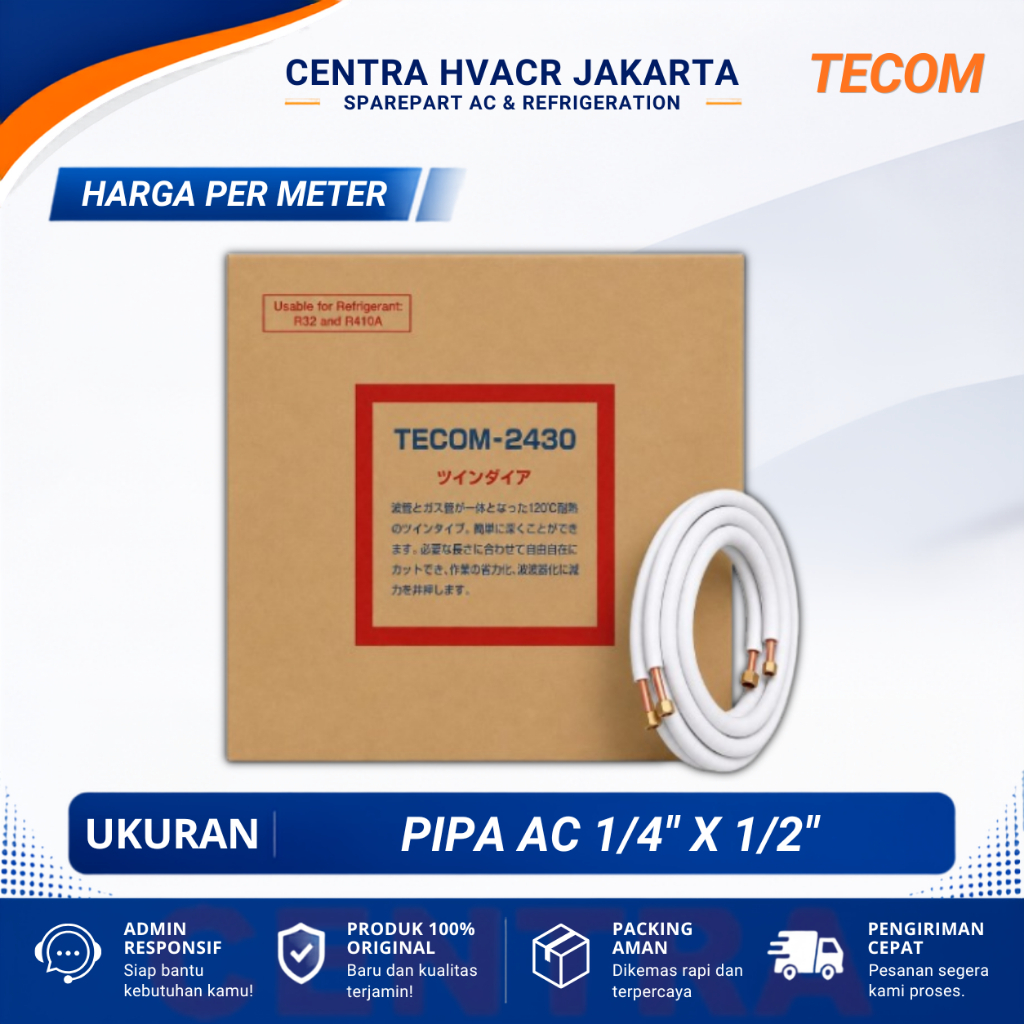 TECOM - 2430 Pipa AC Tecom 1/4" + 1/2" Ketebalan 0,5 mm Per Meter