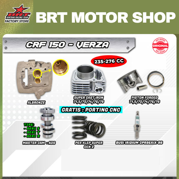 PAKET TRABAS GORILA 4 & 5 BRT CRF 150 - VERZA Paket Bore Up 235 / 276 / 249 / 300 CC