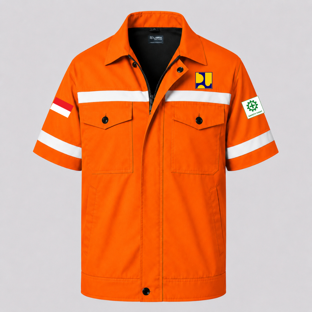 Baju Kemeja Seragam Wearpack Safety Dinas PUPR Pria Wanita Lengan Pendek Kerja Lapangan Outdoor Tamb