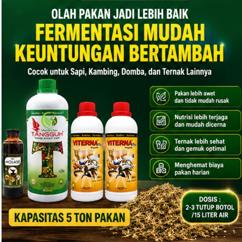 TANGGUH Pupuk Hayati Cair 1 Liter VITERNA Plus Organik Molase Pakan Fermentasi Sapi Kambing Domba