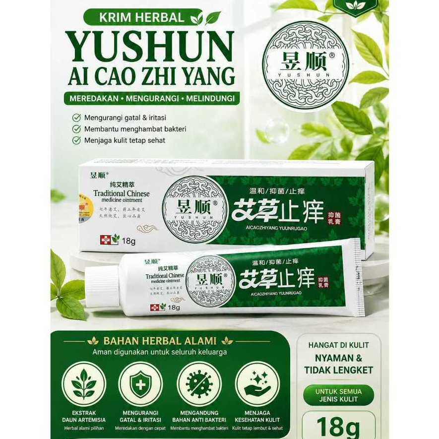 Yushun Krim Salep Gatal Kulit Alami 18g Obat Luar Herbal Tradisional Cina Antibakteri.