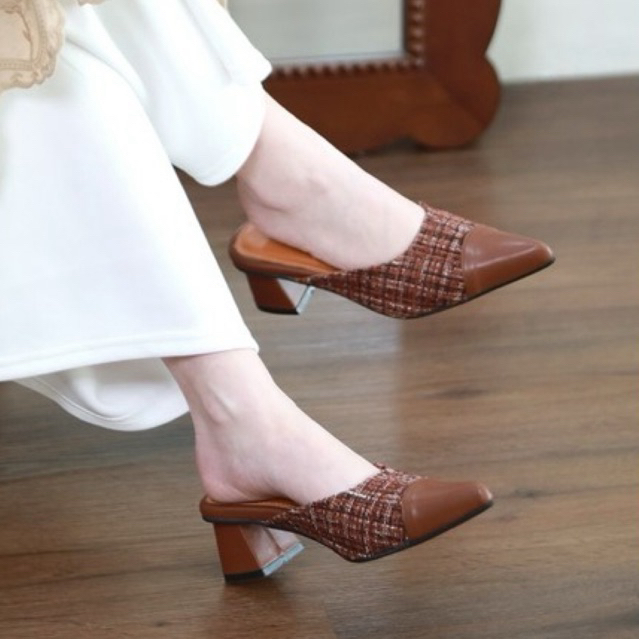 Vimemo Oriana - Heels Wanita 5cm | Sepatu Mules Selop Elegan Pesta Kondangan