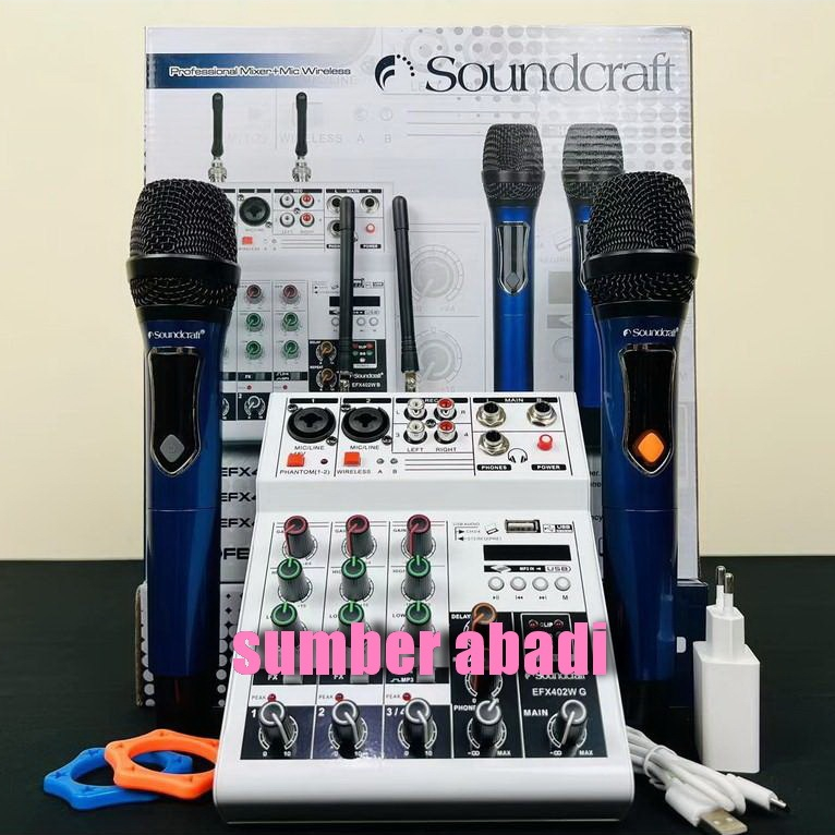 MIXER AUDIO SOUNDCRAFT EFX 402WB 4CH + 2BH MIC MIXER EFX402W /EFX 402 W WIRELESS USB-BLUETOOTH