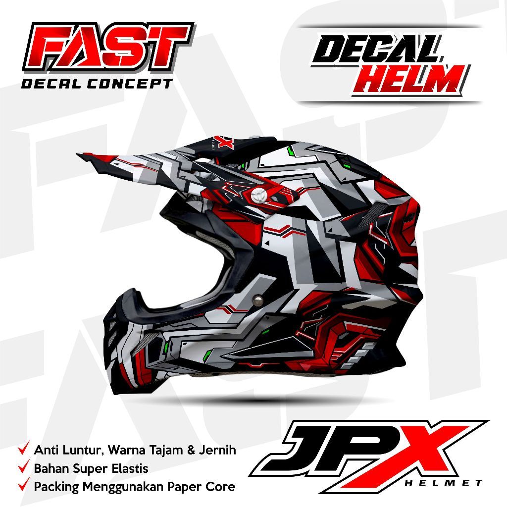 Terbaru Decal sti JPX Helm GM Cross Full face Motif  Gundam VLL Racing Livery HELM JPX Design Sticke