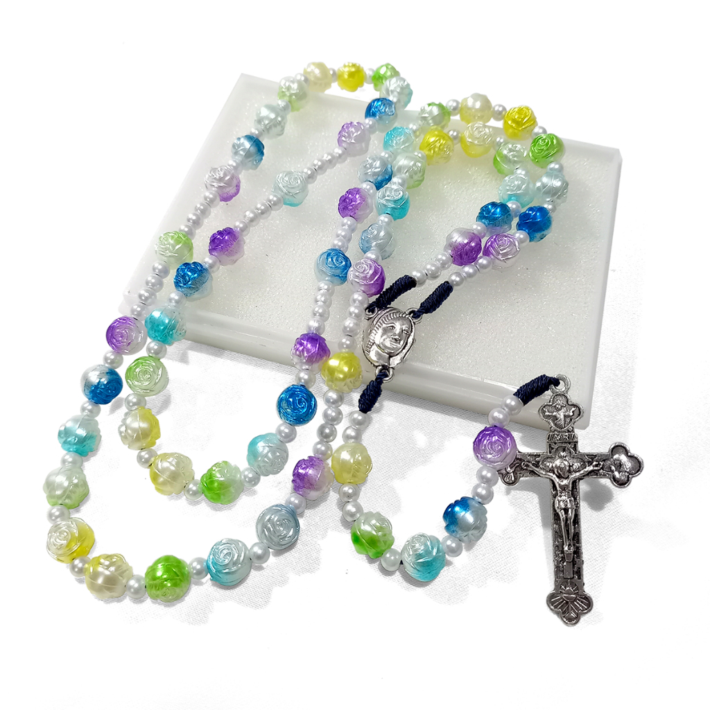 Kalung Rosario Katolik Mote Mawar Warna Kehijauan - Aksesoris Rosario Katolik