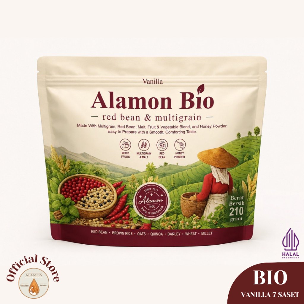 Alamon BIO - Minuman Multigrain & Red Bean - 7x Serving - Kombinasi Redbean, Multigrain Honey Powder