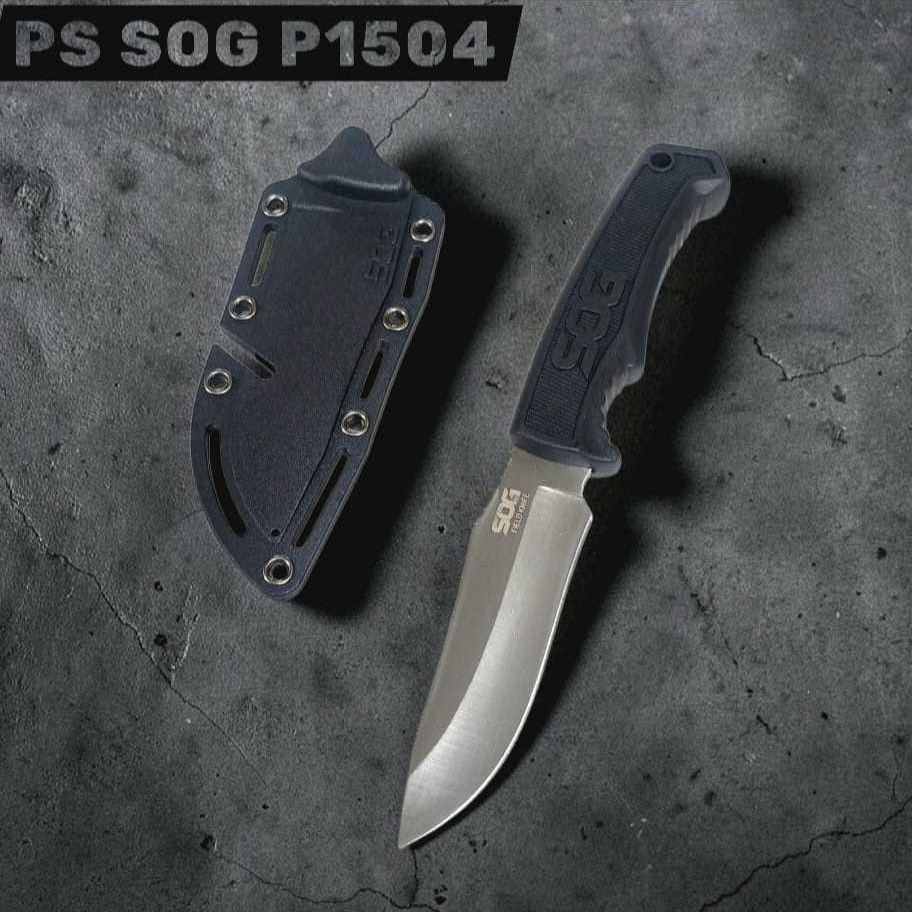 Pisau SOG PS P1504 Fixed Blade Tactical Outdoor Camping Hunting Bushcraft Survival dengan Sarung Kyd