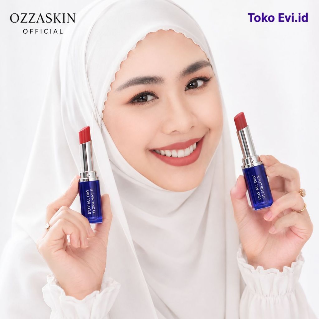 Ozzaskin by Oki Setiana Dewi Stay All Day Glass Lock Lipstick, Lip Glos Glossy Tahan Lama, Melembabk