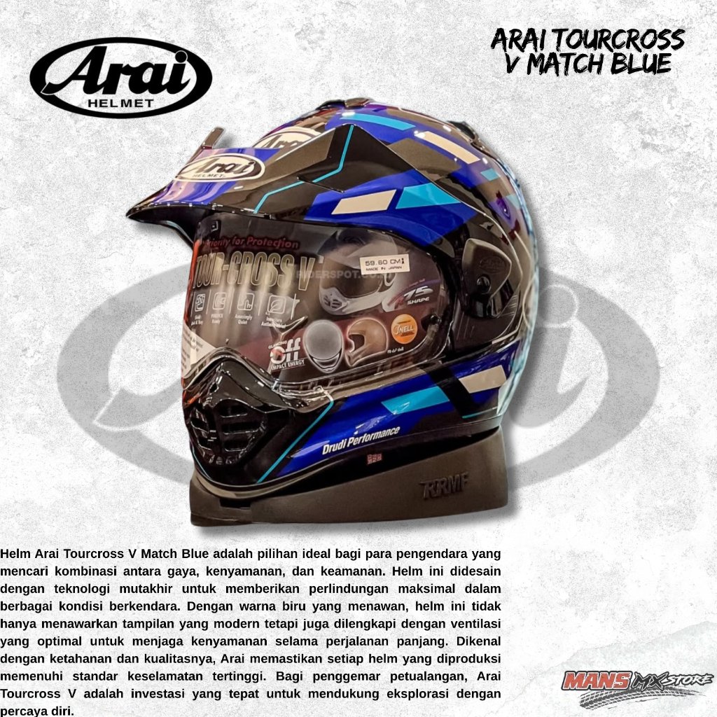 ARAI TOURCROSS V MATCH BLUE ADVENTURE FULLFACE ORIGINAL HELM ARAI FULL FACE