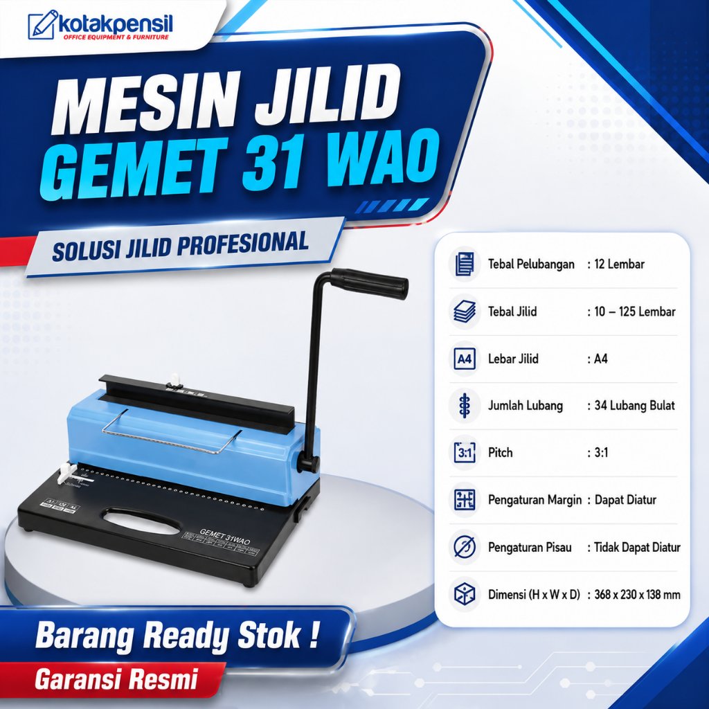 Mesin Jilid Spiral Kawat GEMET 31 WAO | Mesin Binding | Mesin Jilid Buku Notebook | Mesin Jilid 3:1