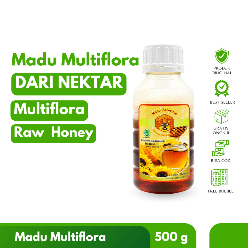 Madu Asli Murni 500g Arrayana Grade A Nektar Multiflora Bunga 100% Alami Pure Natural Raw Honey