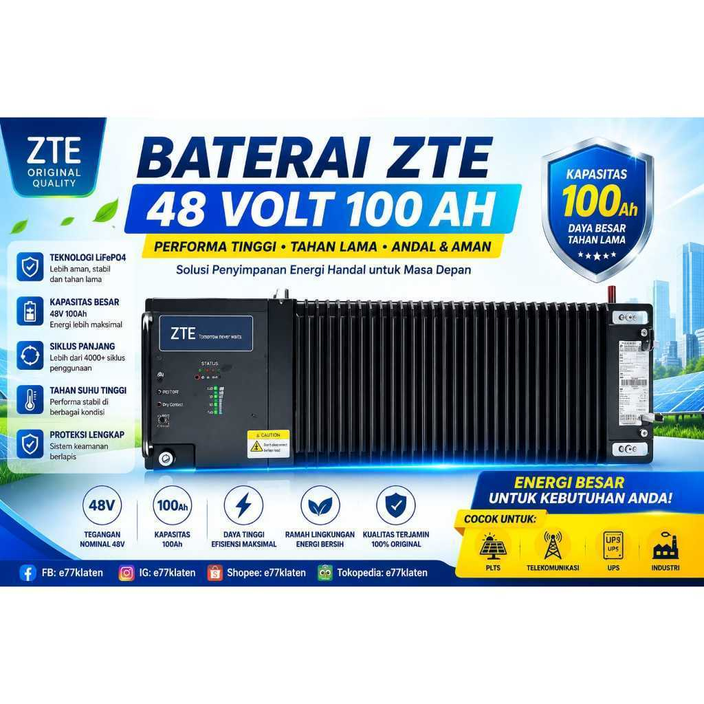 Baterai Lifepo4 ZTE  R311 R321 48 volt 100 ah