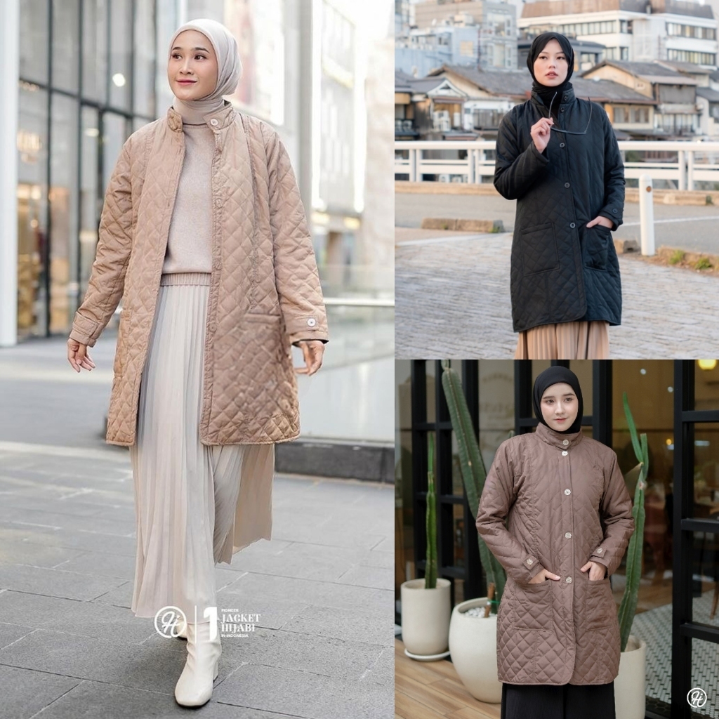 Jaket Wanita Cewek Muslimah Syari Long Jacket Panjang Kekinian Parasut Premium Hijacket Belva BLV