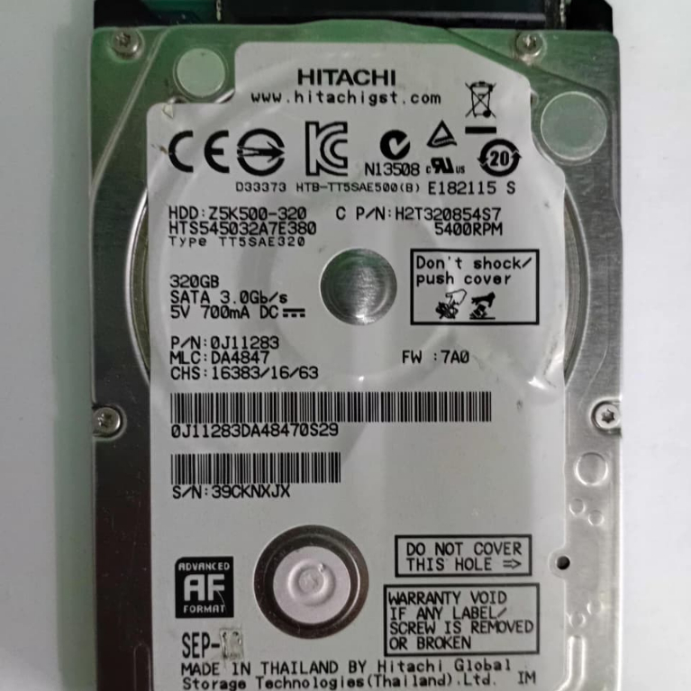 HARDDISK HDD 2.5 INCH LAPTOP HITACHI 320GB 0J11283 SN 39CKNXJX SATA SLIM (RUSAK) - ercomp2