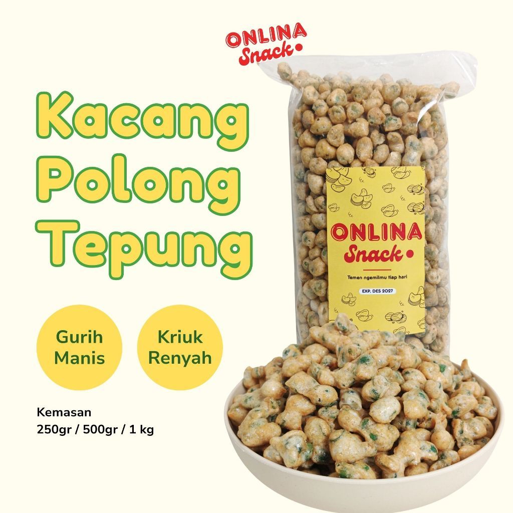 Kacang Polong Tepung | Kacang Kapri Tepung | Aneka Cemilan Rumahan Kiloan ONLINA