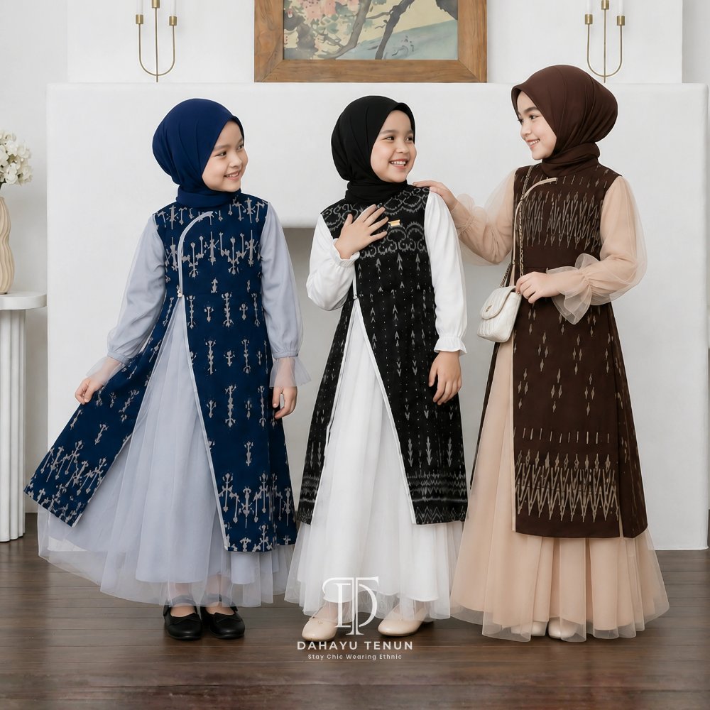 DAHAYU - HANA Dress Gamis Kids Anak Perempuan Batik Tenun Etnik Kombinasi Katun Premium Bayi Balita