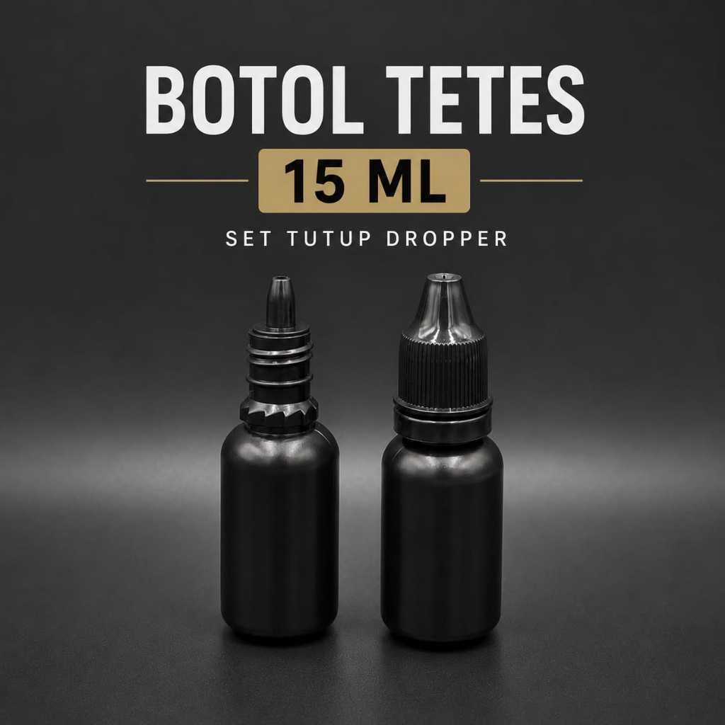 BOTOL TETES 15 ML / BOTOL TETES HDPE 15 ML HITAM / TETES 15 ML SEGEL HITAM