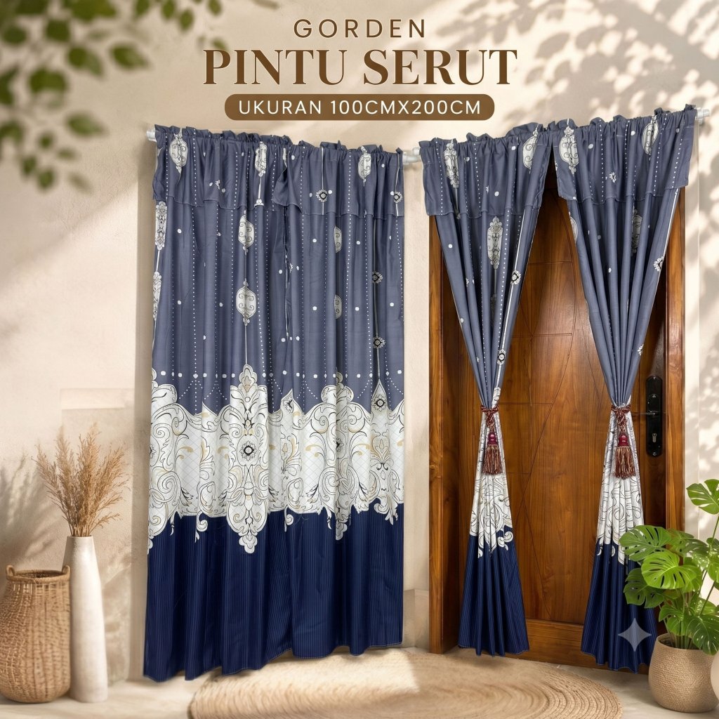Gorden Pintu Ukuran 100x200cm Dan Jendela Ukuran 80x160cm Model Serut