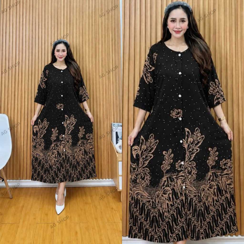 Daster Andin Motif Jumbo Terbaru - Daster Andin XXXL Lengan 3/4 - Daster Andin Motif Ld 130 Kancing 