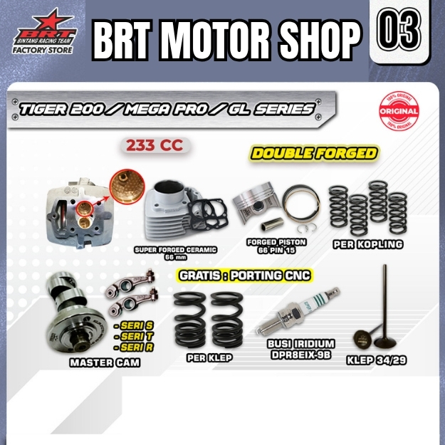 PAKET TOURING SUPER 3 8 9 13 18 19 BRT TIGER 200 MEGA PRO GL SERIES Bore Up 213CC 233CC