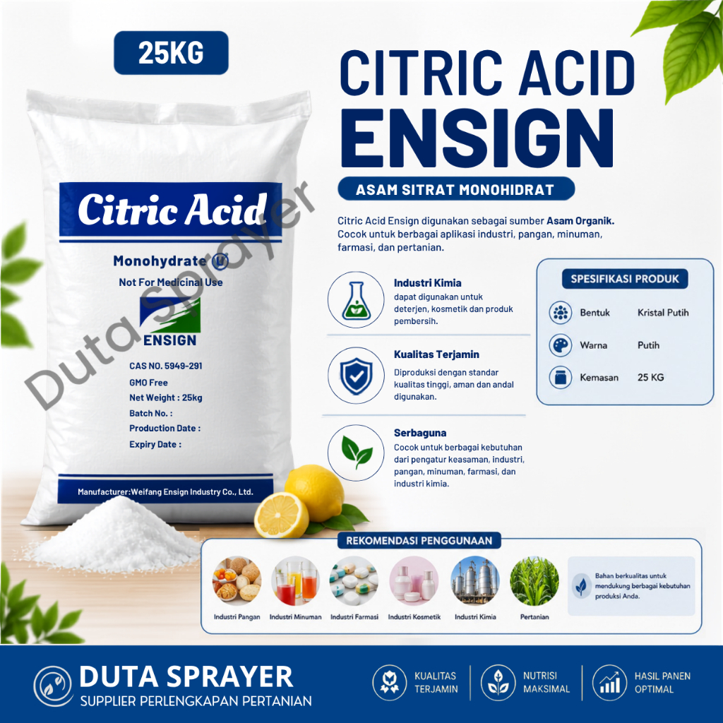 Citrun 25 Kg / Citric Acid 25 Kg / Asam Sitrat  Food Grade 25 Kg / Citric Acid Monohydrate 25 Kg
