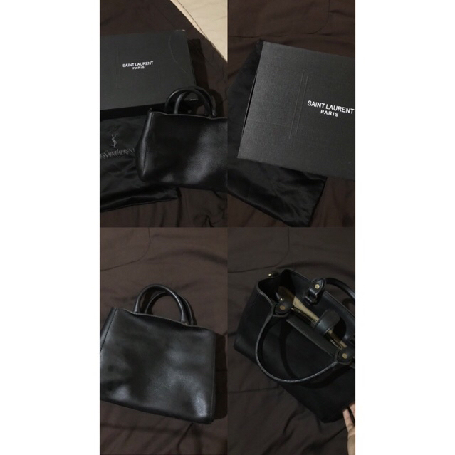 tas leather saint laurent paris black preloved