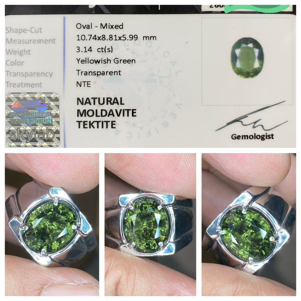 Natural 3.14ct moldavite tektite batu meteor asli czech