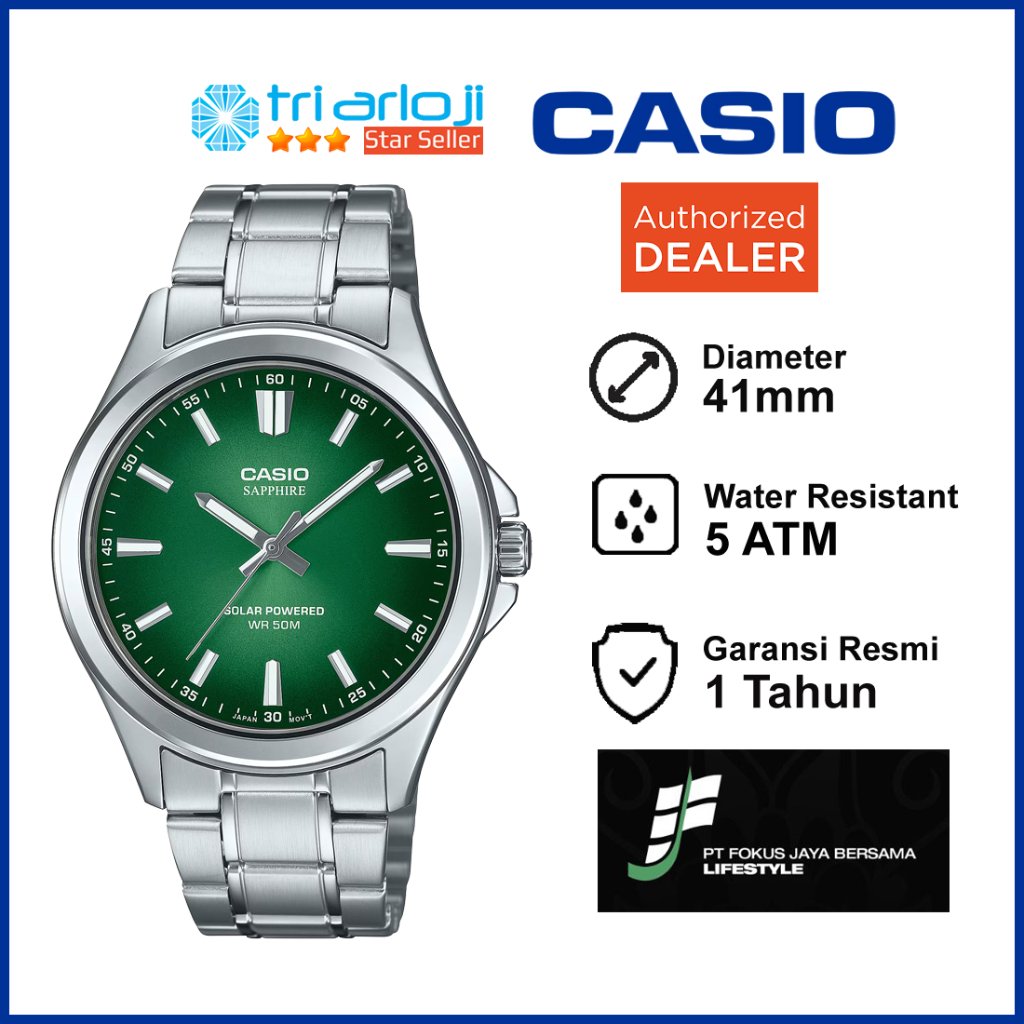 CASIO MTS-RS100D-3AVDF Jam Tangan Pria Analog Solar Sapphire MTS-RS100D-3A MTSRS100D