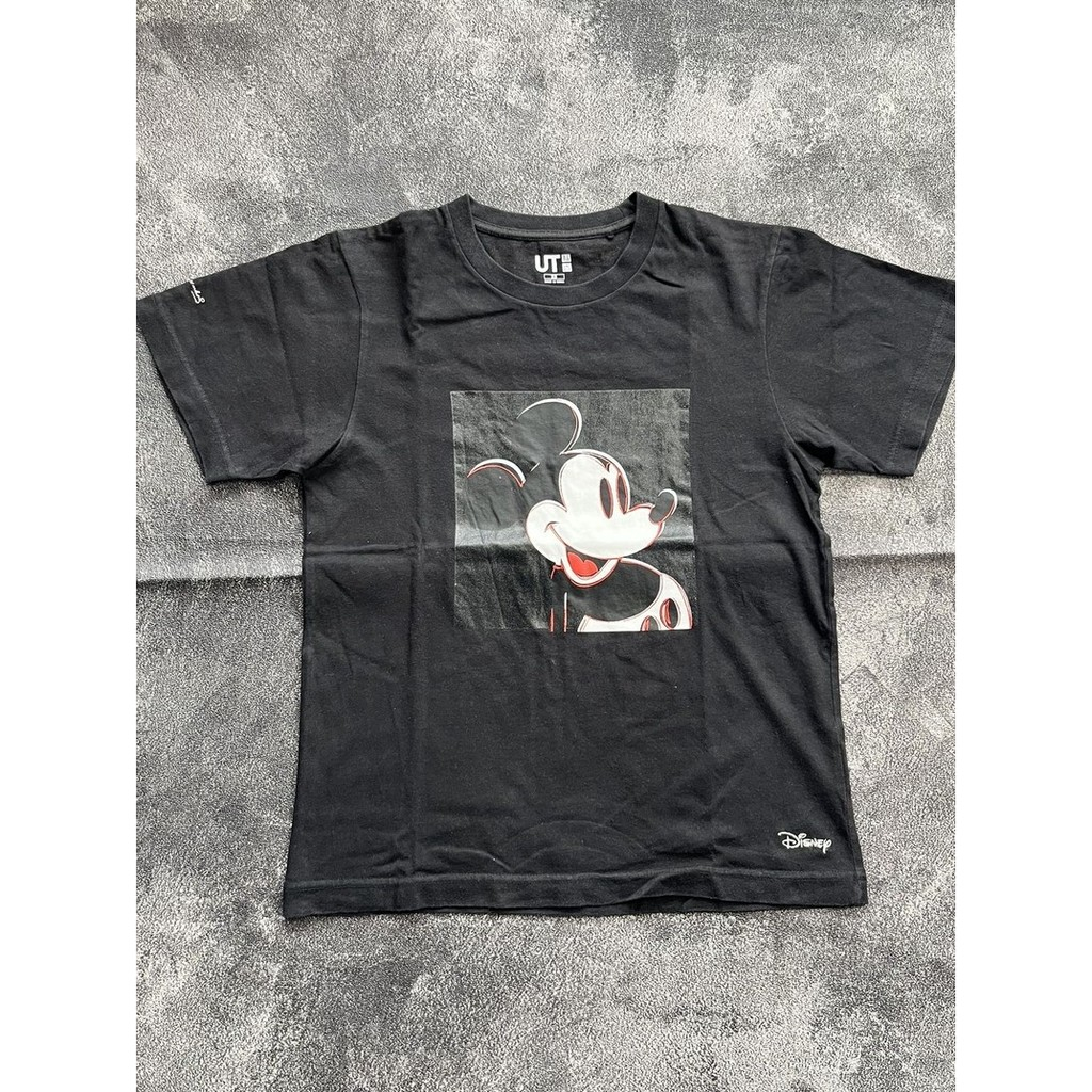 Tshirt Uniqlo UT x Andy Warhol x Disney Mickey Mouse Kaos Hitam ukuran XS