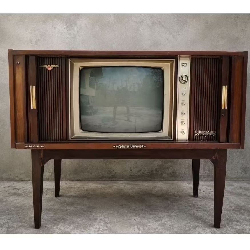 Tv/Televisi Jadul Kayu Jengki SHARP original 1970n vintage antik klasik langka