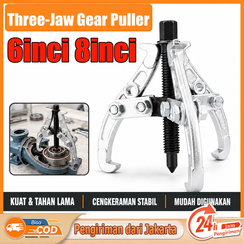 [COD]Gear Puller 3 Jaw Tracker,6" 8" Inch alat pencabut bearing laher,Perbaikan motor, mobil, dan me
