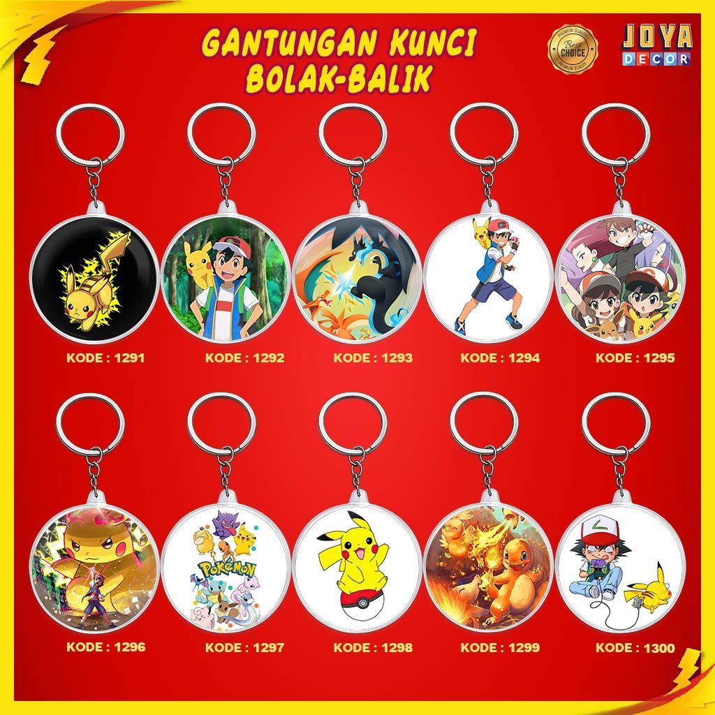GANTUNGAN KUNCI POKEMON / GANCI POKEMON AKRILIK / GANTUNGAN KUNCI POKEMON BULAT XJ